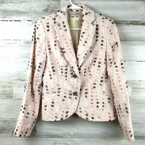 Bernard Zins Paris Women’s 4 Pink Nina Blazer Jacket Pearl Button Work Dressy